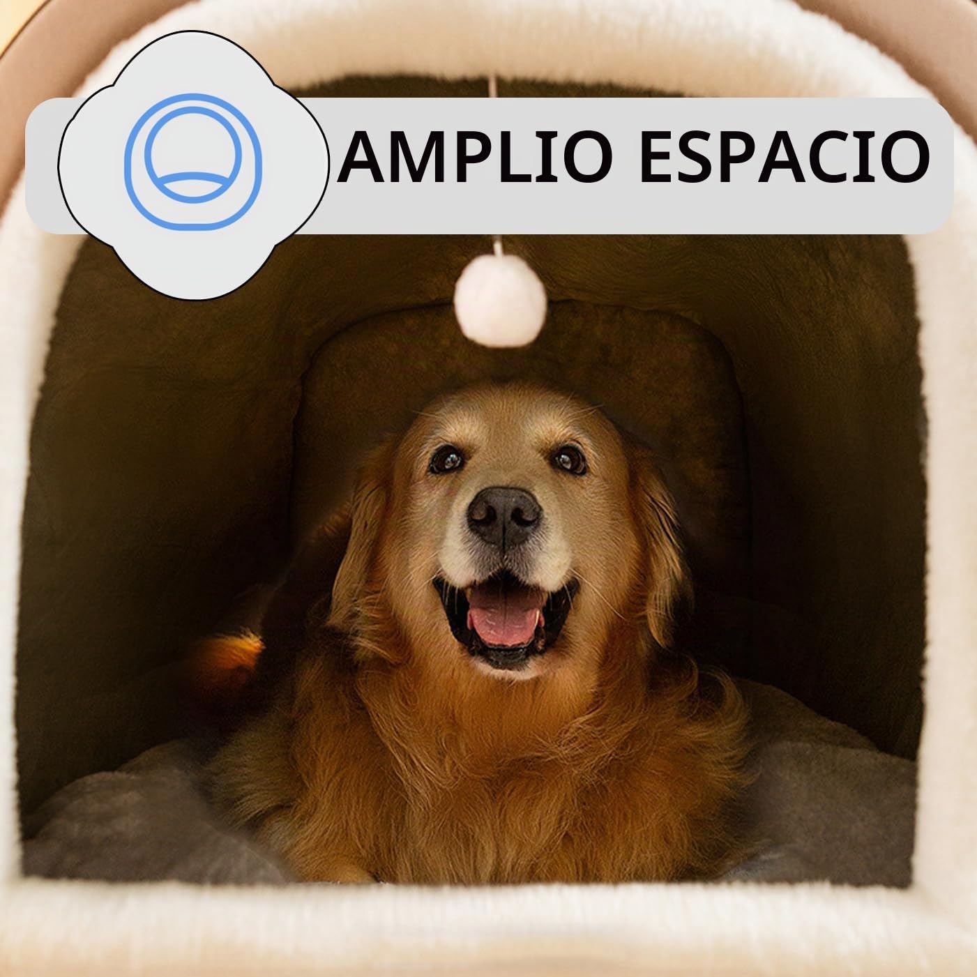 Cama grande para perros Casa 2 en 1, cueva calmante para mascotas, impermeable, Casa para perros extraíble antiansiedad con cojín, base antideslizante para exteriores, cama para perros para gatos de