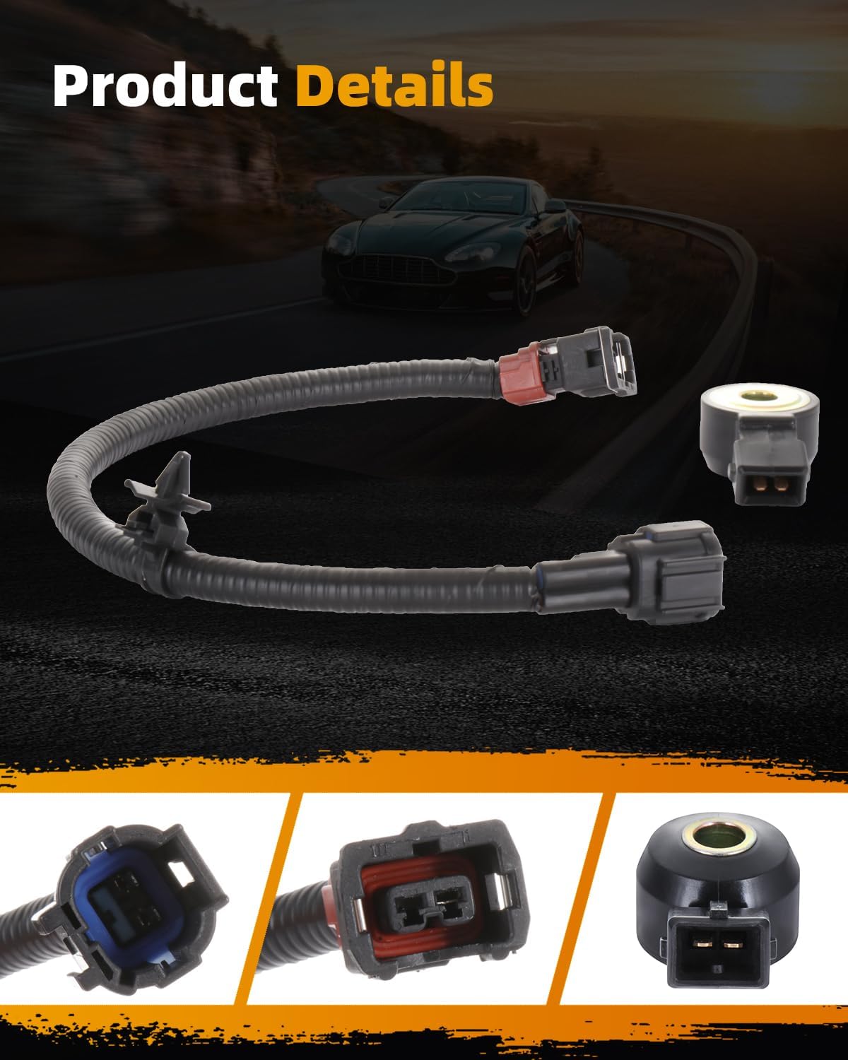 ROADFAR Detonation Knock Sensor with Harness 2206030P00 Fit for Infiniti G20 I30 J30 Q45 QX4,for Mercury Villager,for Nissan 200SX 240SX 300ZX Altima D21 Maxima NX Pickup Quest Sentra Xterra 2Pins