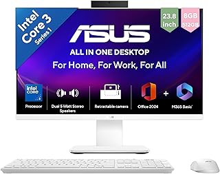 ASUS V400 (2026),Intel Core 3 100U (14th Gen),Intel iGPU,8GB/512GB,FHD,23.8"(60.45 cm),Windows 11,M365 Basic(1Y),Office 24,White,5.46 kg,V440VAB-KWC30