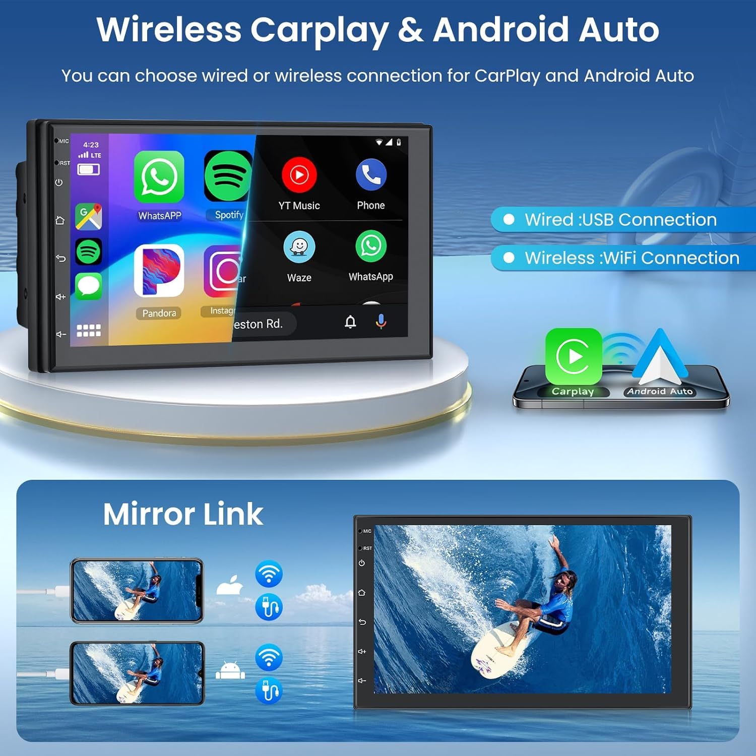 Snapklik.com : 6G+128G 8-Core Android Car Radio 7 Inch Wireless CarPlay ...