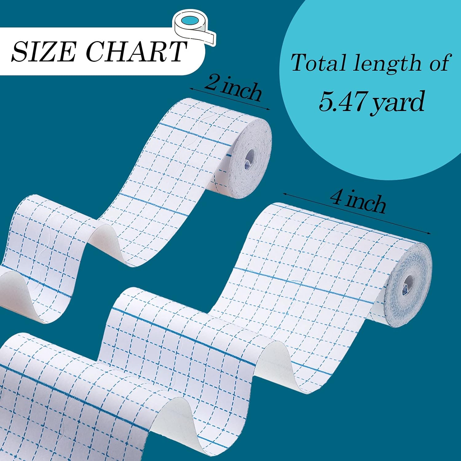 4 Rolls Non-Woven Cover Stretch Tape Breathable Non-Woven Tape Protective Adhesive Bandage Roll Film, 2 Inch x 5.47 Yard, 4 inch x 5.47 Yard - Image 2