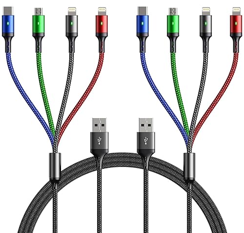 Cable de carga múltiple 2 unidades de 6 pies Adaptador de cable de carga múltiple 4 en 1, cable de carga multiUSB con IPMicro USBpuerto tipo C para Cable de carga múltiple 2 unidades de 6 pies Adaptador de cable de carga múltiple 4 en 1, cable de carga multiUSB con IPMicro USBpuerto tipo C para