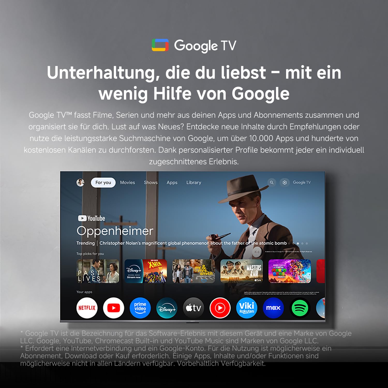 XIAOMI A Pro, 65" (165 cm), 4K UHD QLED, Smart TV, Google TV, Triple Tuner DVB-C/S/S2/T/T2, HDR10+, Game Boost 120Hz, MEMC, Sprachsteuerung mit, 2+8GB, Kompatibel mit Apple Airplay & Google Cast