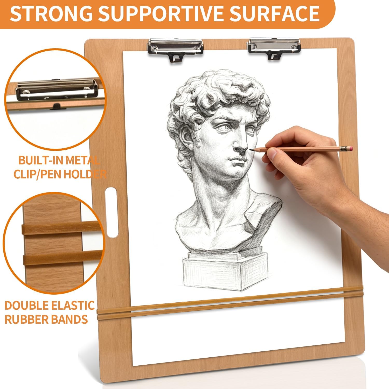23"x26" Drawing Board with Dry-Erase Surface - Portable Art Board for Painting, Sketch, Classroom, Artist Supplies for Adults, Teens, Outdoor Drafting(Wood Grain)