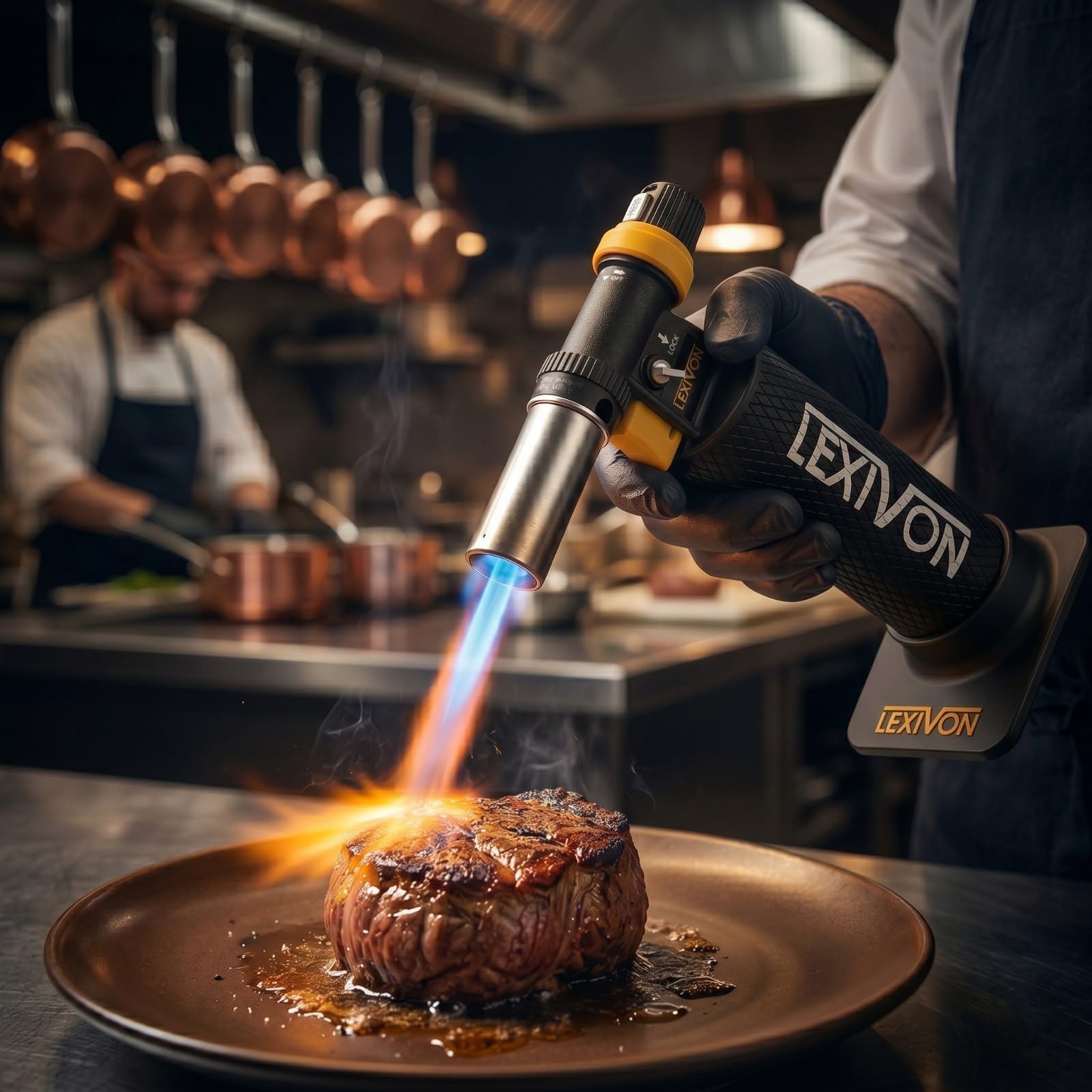 LEXIVON Butan Gasbrenner – Hochleistungs Flambierbrenner mit Nachfüllbarem Aluminiumtank, Einstellbarem Jet-Flamme | Für Küche, Löten, Werkstatt & Creme Brulee (LX-761)