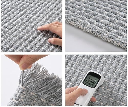 Miniatura 2 de Alfombra de baño de microfibra suave, lavable, tapete de baño pequeño con borlas puras, tapete de baño trenzado copetudo para entrada, tapete de