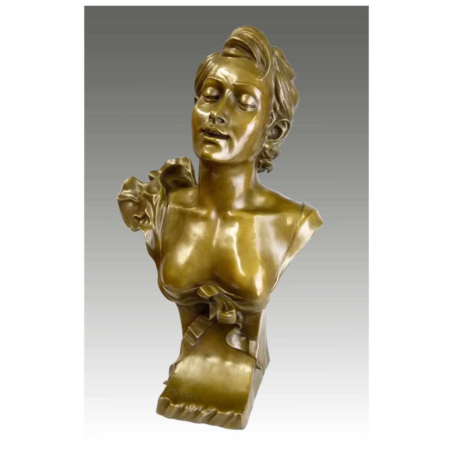 Kunst & Ambiente - Auguste Moreau - Jugendstil Frauen Büste in Bronze - signiert - Deko Figur - Skulpturen - Edel Einrichtung - Statuen online Kaufen - Wohndeko - Innen