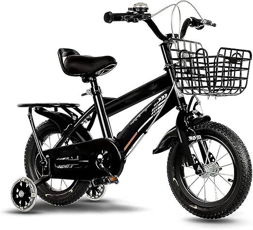 Amazon Co Jp 子供用自転車 2 12歳キッズバイク 幼児自転車 12 14 16 18 インチの男の子用女の子用自転車 補助輪が点滅し 後部座席 にバスケットが付いた誕生日プレゼントクリスマスギフト 黒 12inch スポーツ アウトドア