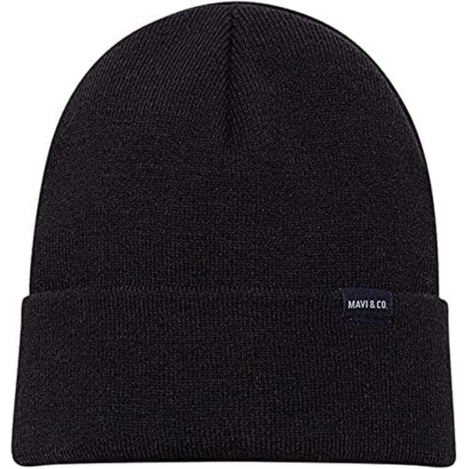 Mavi Men's Beret Beanie Hat, Black, Regular