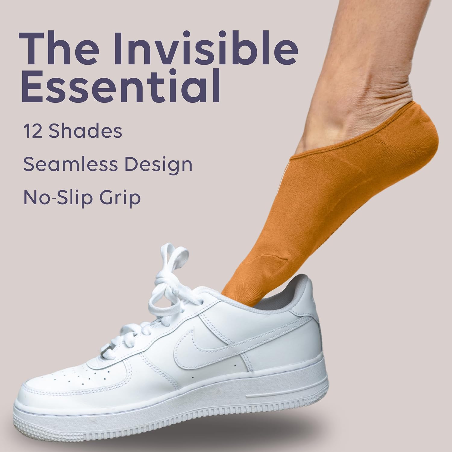 Nude Barre No Show Ankle Socks for Women and Men - Non Slip, 3 Pair