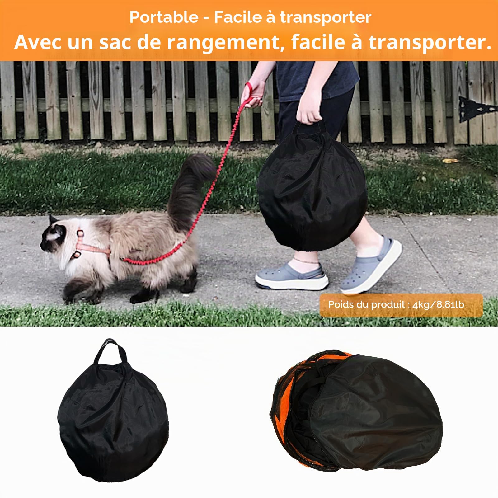 Homegroove Enclos d'extérieur pour chats d'intérieur, maison de jeu portable 6 en 1 (tente extérieure pour chat et tunnel circulaire pour chat) pour chats et petits animaux, parc d'intérieur avec sac