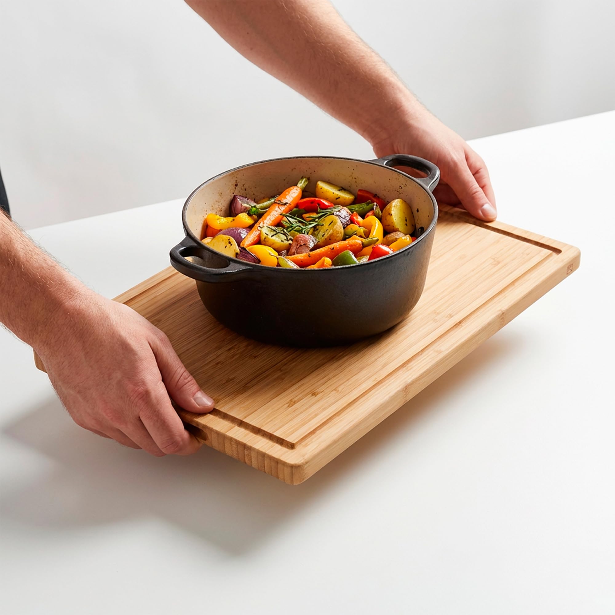 LARHN Tabla de Cortar de Bambú 38 x 25 x 2 cm