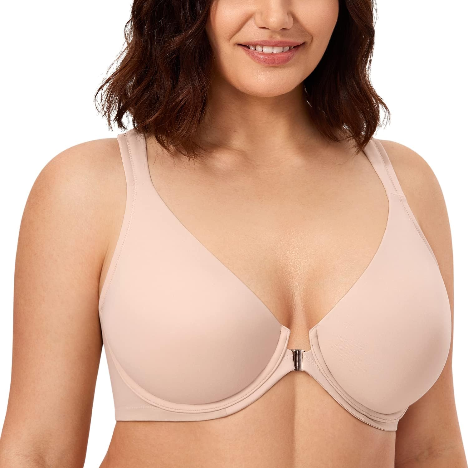 CALVENA Women's Racerback Front Closure Bra Plus Size Full Coverage Underwire Bras - Image 2