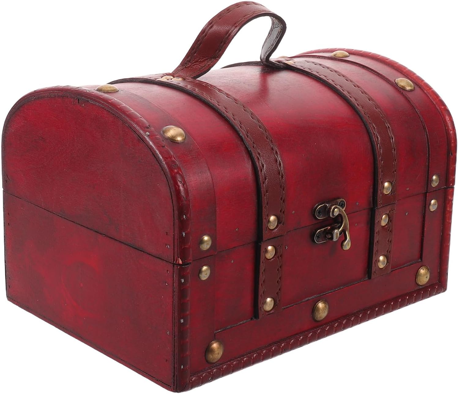 VALICLUD Vintage Handy Wooden and Women Box with Jewelry Handle Portable Tabletop Jewelry Organizer Retro Decor Young for Earrings Rings Necklaces Bracelets for Living Room