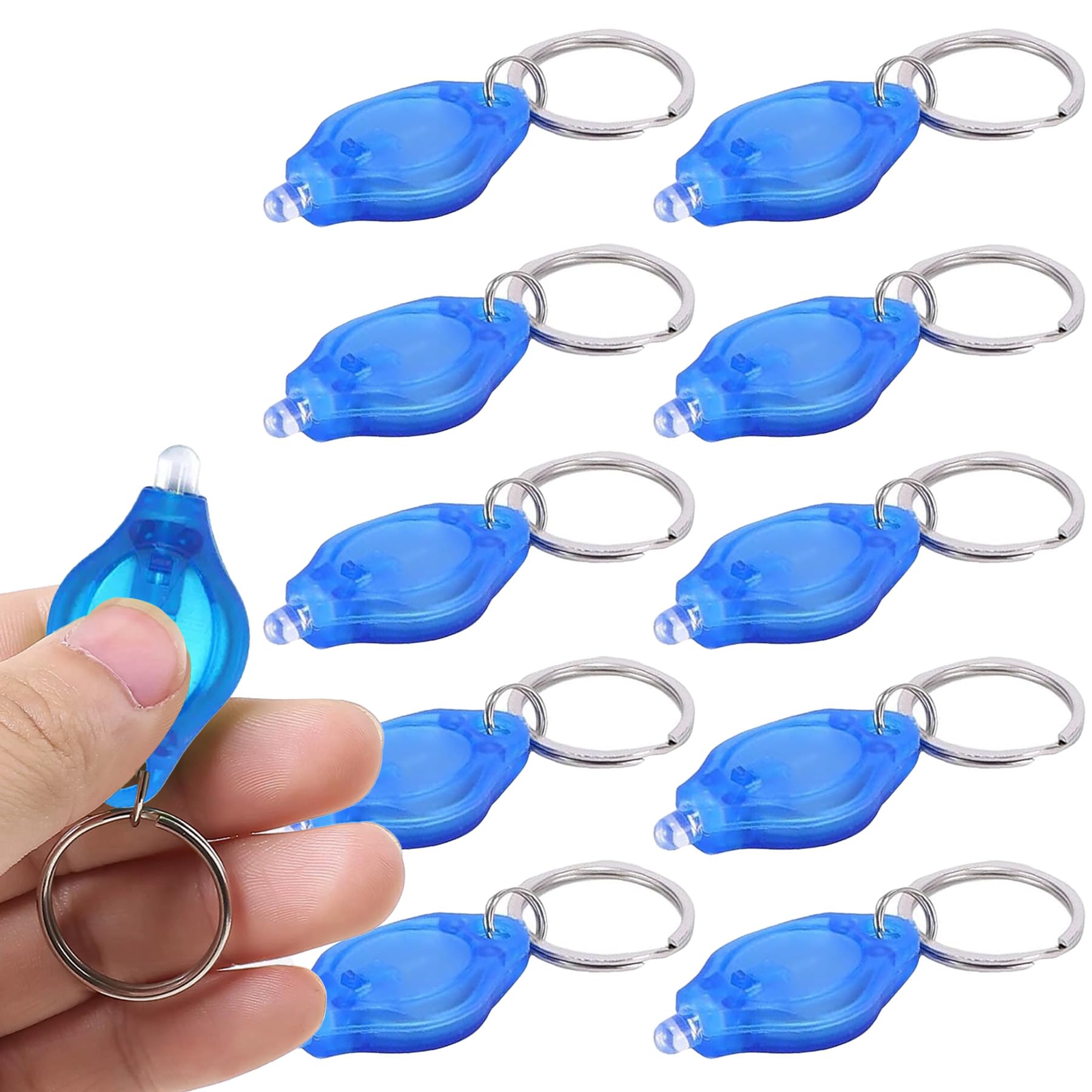 Keyring Torch Mini UV LED Keychain Flashlight Money Detector Compact & Portable Key Ring Light, 10 PCS Blue