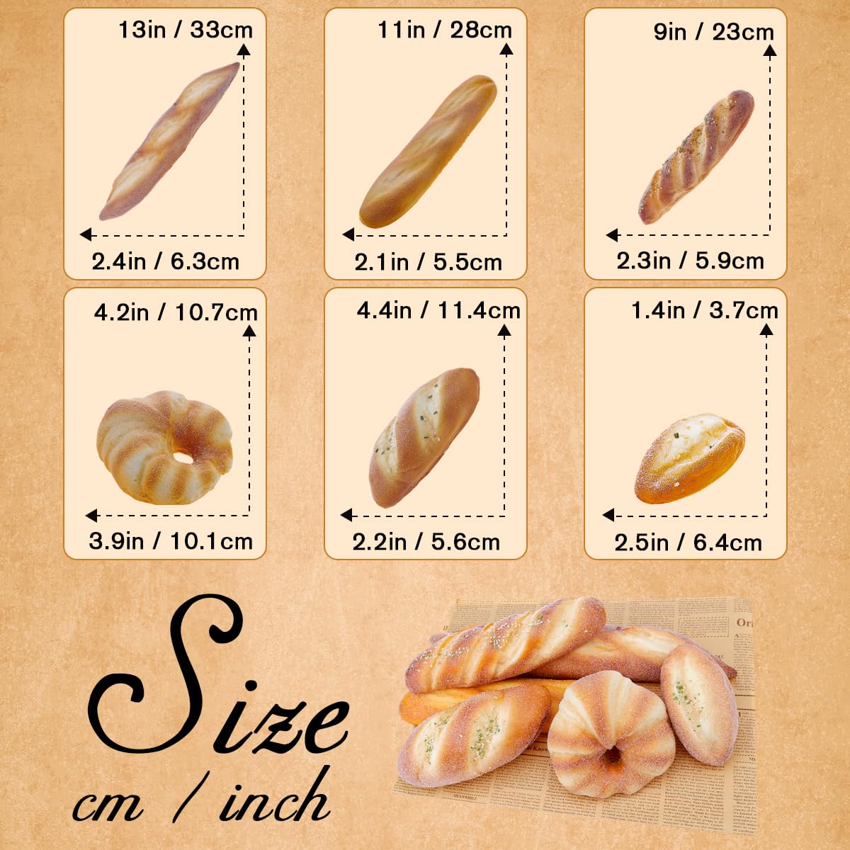 6 Stück Lebensecht Laib Lebensmittel Dekor Künstlich Donut Kokosnuss Sesam Brot Gefälschte Baguette Anzeige Realistisch Nachspeise Ornament Innen
