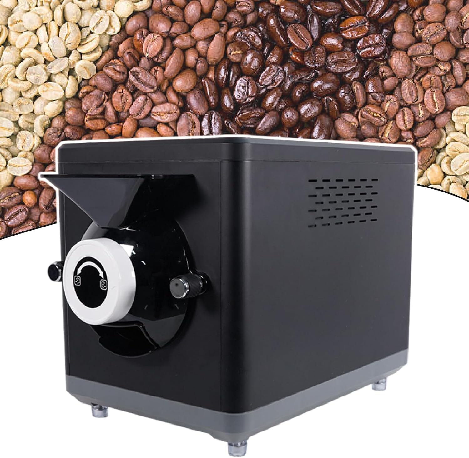 Smart Home Coffee Bean Roaster - Digital Display | Drum Heating | 1000g Capacity | Even Roasting | Time & Temperature Control, for Home Use Black