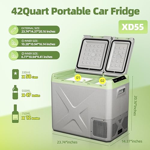 Miniatura 2 de Alpicool XD55 - Refrigerador portátil de 12 voltios, 42 cuartos de galón, congelador de enfriamiento rápido para pesca, camping, RV, camión, barco,