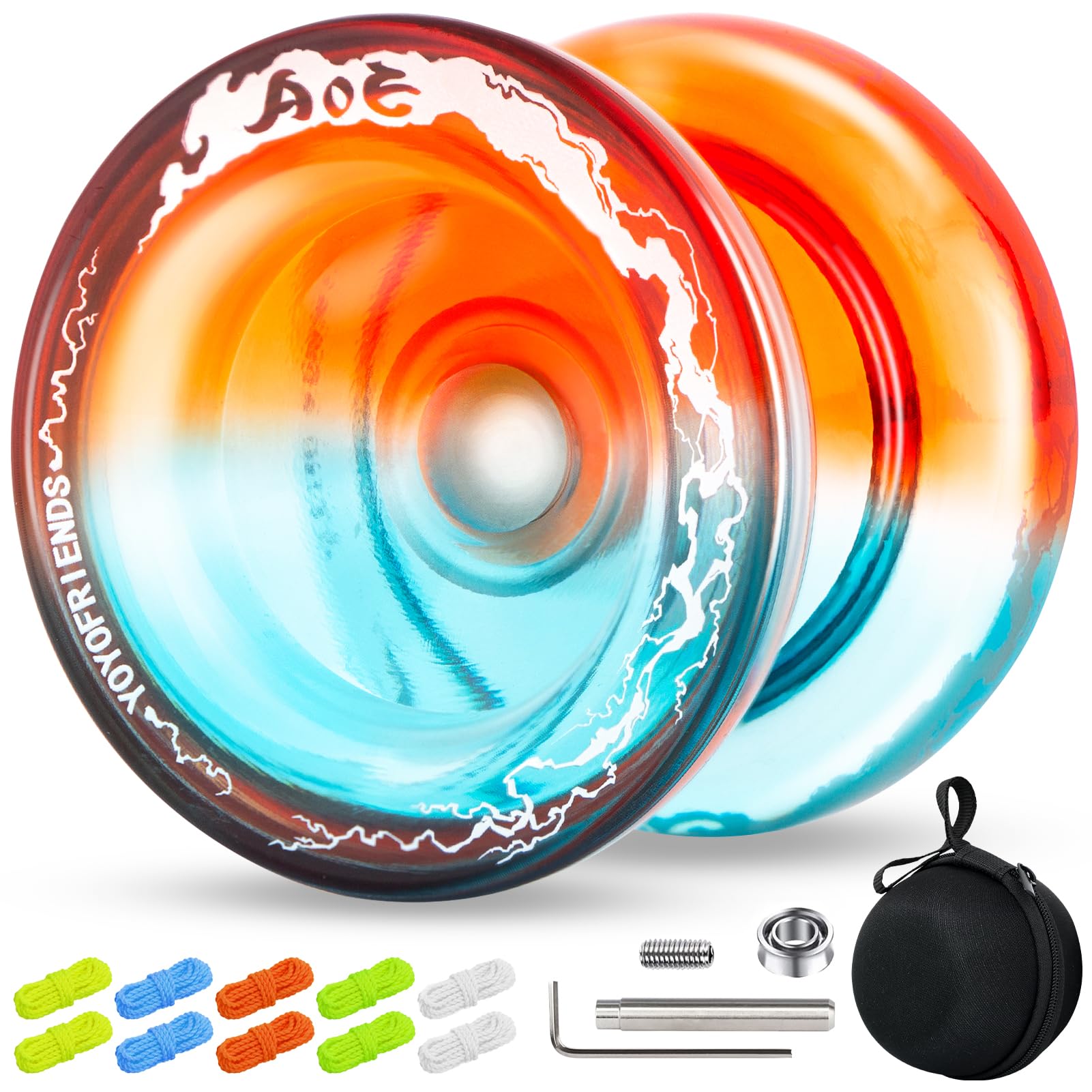 AOE Professional Yoyo for Kids 8-12 or Above, Responsive Yo yo with Deep Finger Holes, Dual Function Trick Yo-yo for Adults, with Unresponsive Bearing, 10 Strings, Case