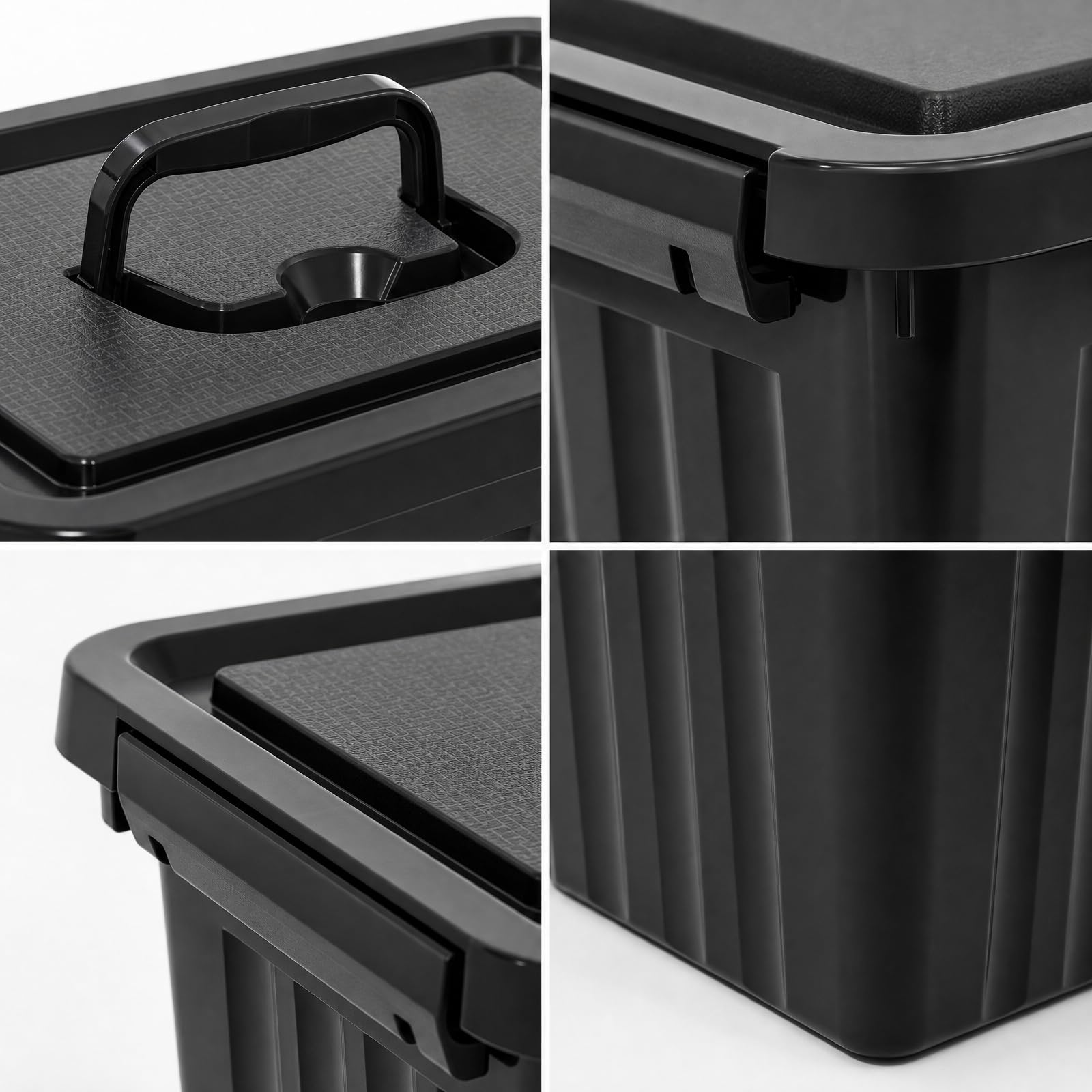 6 paquetes de cajas de almacenamiento negras de 6 L con tapas, 27 x 19,3 x 16 cm