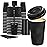 Lamosi 16 oz Disposable Coffee Cups with Lids, 50 Pack Insulated Hot Cups To Go Paper Coffee Cups with Lids and Straws, Corrugated Ripple Wall Cup for Hot Drink, Office, Coffee Bar (Black)