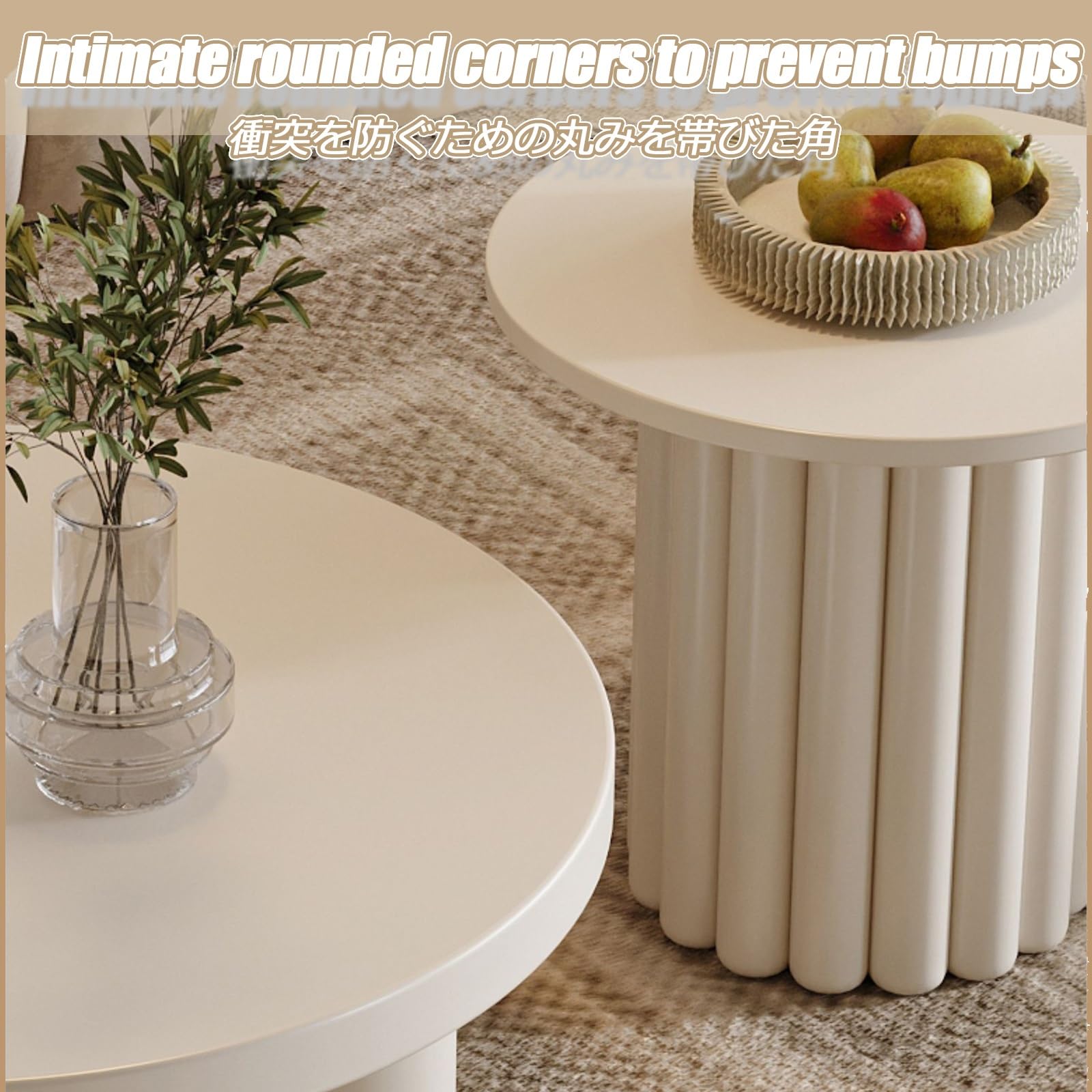 Mesa De Centro Mesa De Té Central Juego De Mesa De Centro Moderno De 2 Piezas Mesa De Café Blanca Moderna Mesa De Té para Sala De Estar Mesa De Centro De Madera(Small Coffee Table)