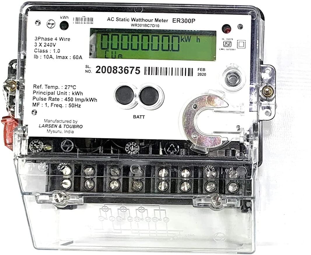 Litost Larsen & Toubro - L&T 3 Phase 4 Wire LCD AC Static Watt-Hour Sub Meter 10-60 AMP