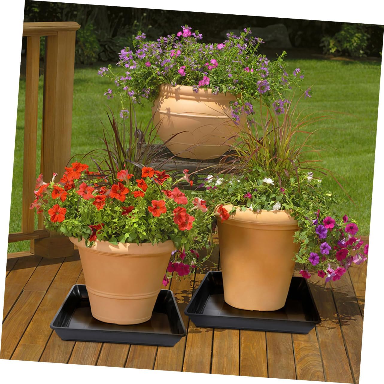 6pcs Heavy Duty Square Plastic Flower Pot Drip Trays for Indoor/Outdoor Use Water Catcher Base for Balcony Plants Multi-Color Options Thick Bottom Design
