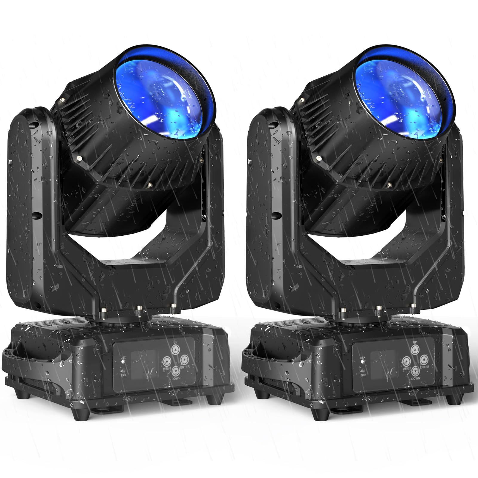 2PCS 300W Lyre LED IP65 Étanchéité Lumière de Scène, 24 Prismes Luminaires à Tête Rotative dmx512 Jeu de Lumiere pour DJ Club Fête Bar Théâtre Mariage