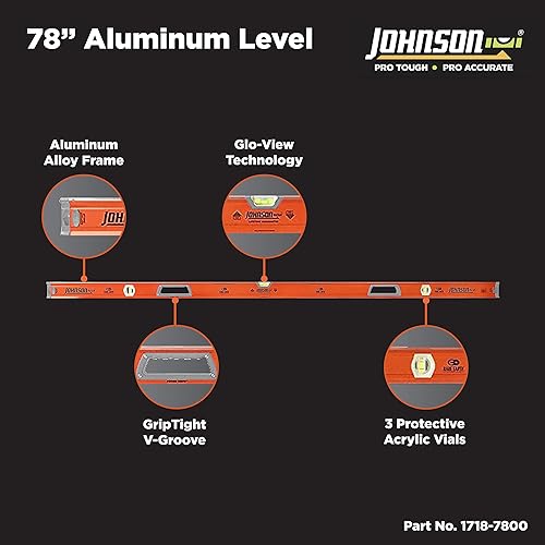Miniatura 2 de Johnson Level  Tool 1718-7800 - Nivel magnético de caja de aluminio resistente 78 pulgadas naranja 1 nivel