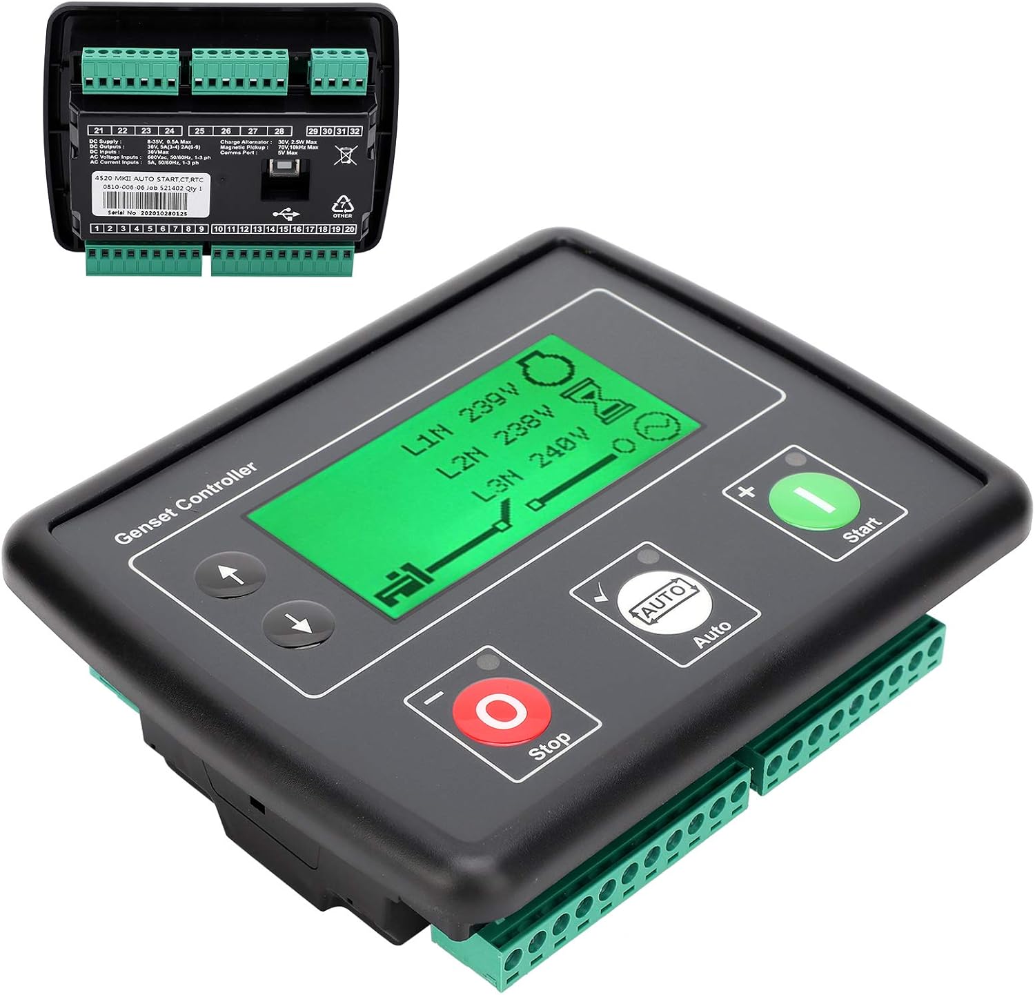 DSE4520 AMF Control Module Automatic Transfer Switch with LCD Display, Generator Auto Start Controller Mains Failure Detection Self Starting Kit