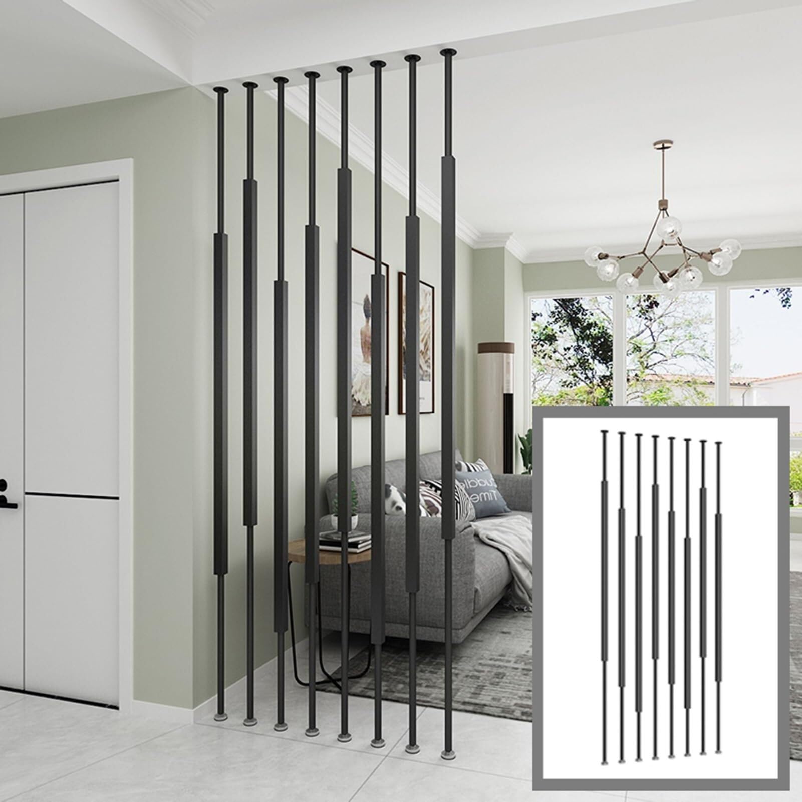 8 Pack Room Divider Privacy Wall Partition Post Floor To Ceiling, Iron Restaurant/Offices/Living Room/Home/Teahouse/Coffee Shop/Hotel/Washroom/Study
