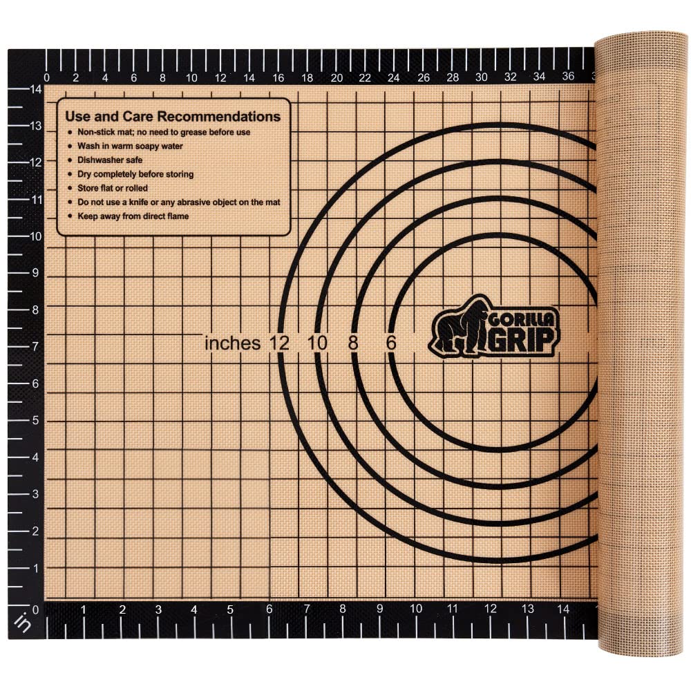 Gorilla Grip Nonstick Silicone Pastry Mat, 20x28, Dough Rolling Placemats, Slip Resistant, Accurate Measurement, Thick Baking Mats for Pie Crust, Pizza, Cookies, Easy Clean, Dishwasher Safe, Black