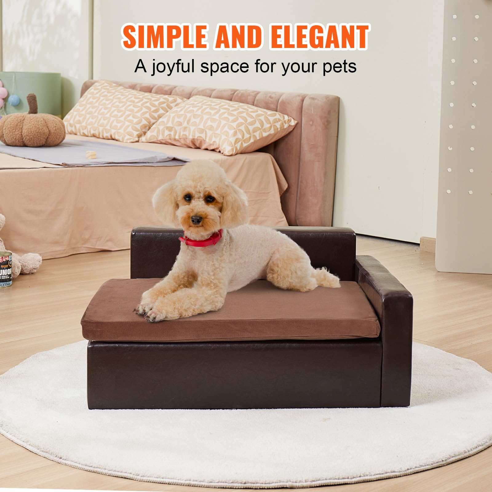 VEVOR Canapé pour animaux de compagnie, canapé-lit pour chiens et chats, cuir souple, capacité 50 kg
