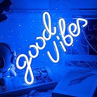 Vista 2 de Good Vibes Neon Sign, Neon Signs Nein Sign Neon lights for Wall, Neon Signs for Bedroom Home Decor Bar Party Living Room Wall Decor, Neon Lights