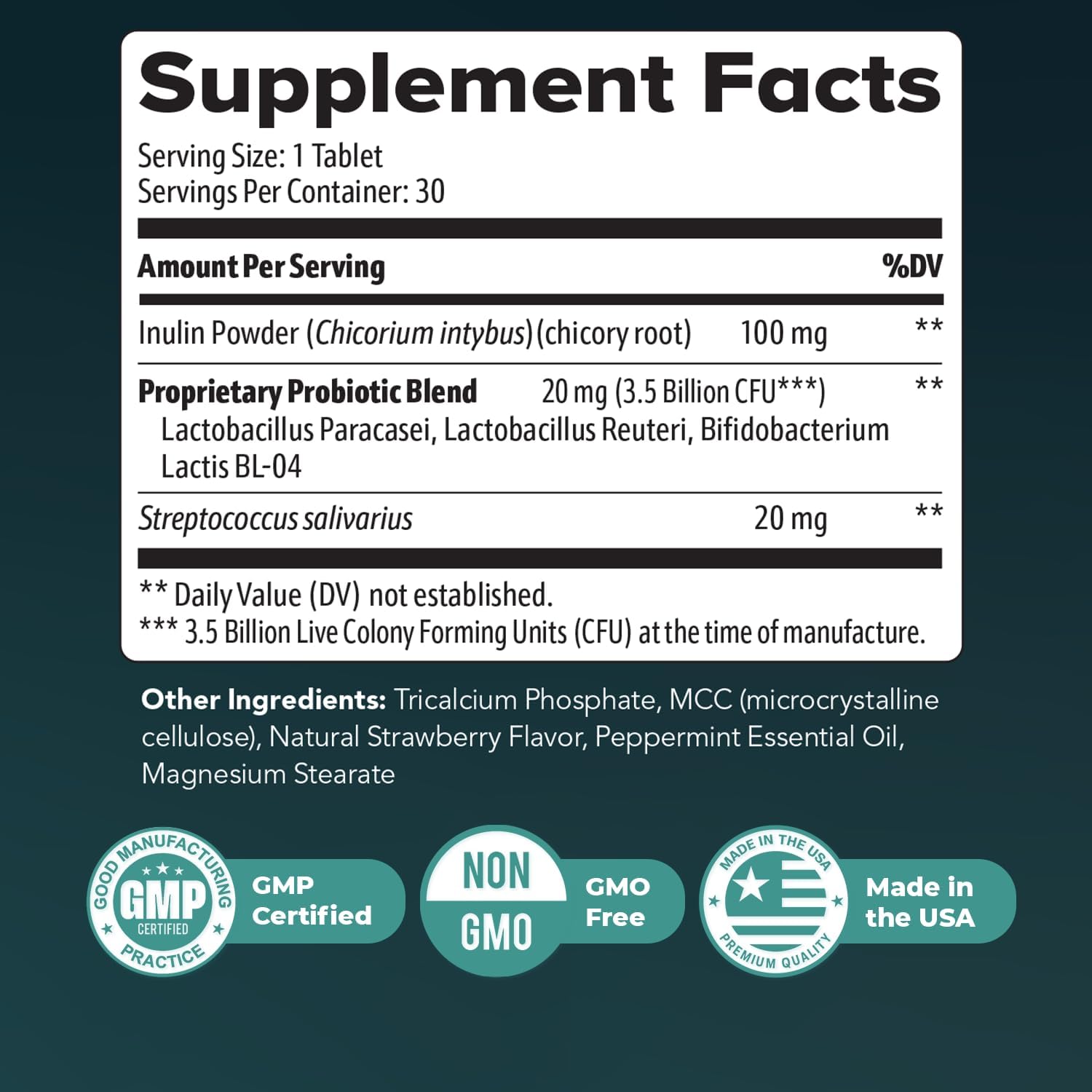 Synaptigen – Natural Supplement with Inulin Powder, Probiotics 3.5 Billion CFU, for Daily Wellness – Made in USA, Non-GMO, 30 Tablets - 1 Month Supply - Image 3