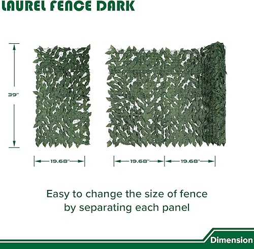 Miniatura 5 de Valla de privacidad de hiedra artificial, 39 x 138 pulgadas, vegetación sintética, decoración de hojas, setos falsos, pantallas para exteriores,