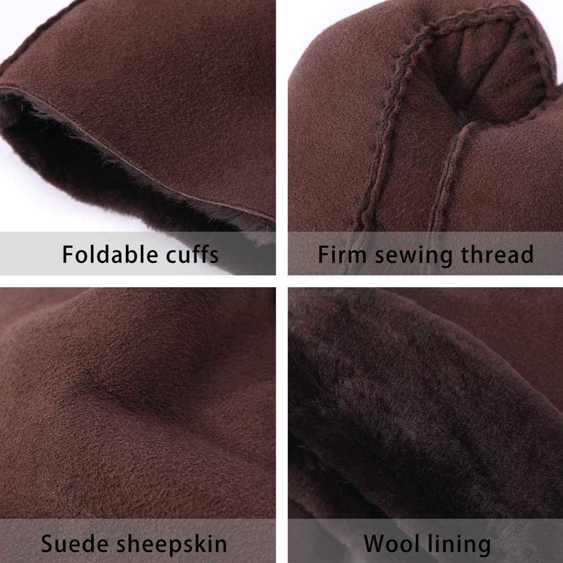 Harssidanzar Guanti in pelle degli uomo,vera pelle scamosciata in pelle di pecora Shearling Guanti in pelliccia Cuff KM044EU