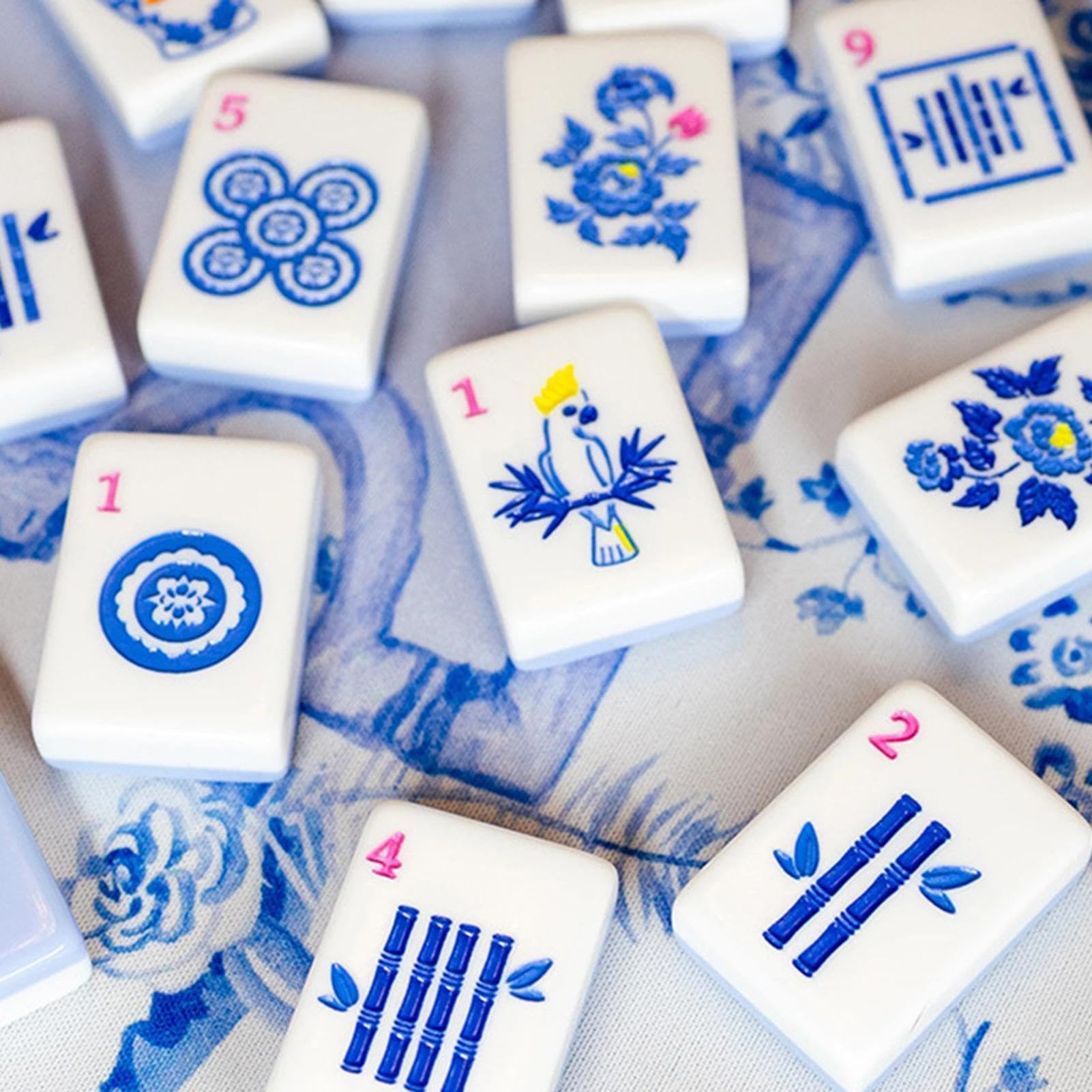 Generisch Mahjong-Set 160-teiliges, graviertes Acryl-Gesellschaftsspiel | Amerikanisches Mahjong-Set mit Spielsteinen Für Zuhause, Reisen, Unterwegs, Am Pool, Erwachsene, Partys Sowie Anfänger &