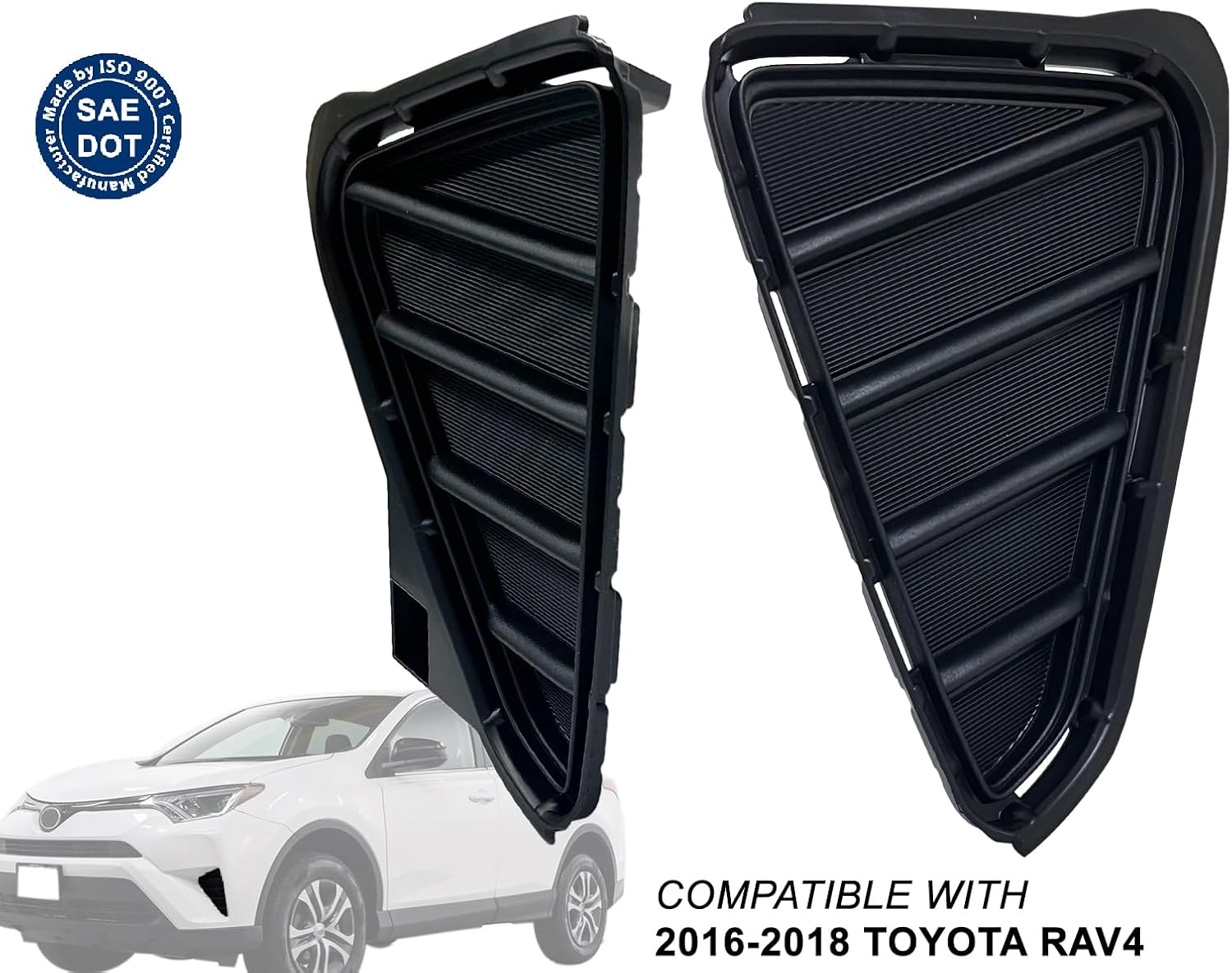 Auto Parts Avenue APA Replacement Front Fog Light Opening Hole Insert Cover for 2016 2017 2018 RAV4 Passenger Right and Driver Left Side PAIR 520300R010 520400R010 TO1039191 TO1038191