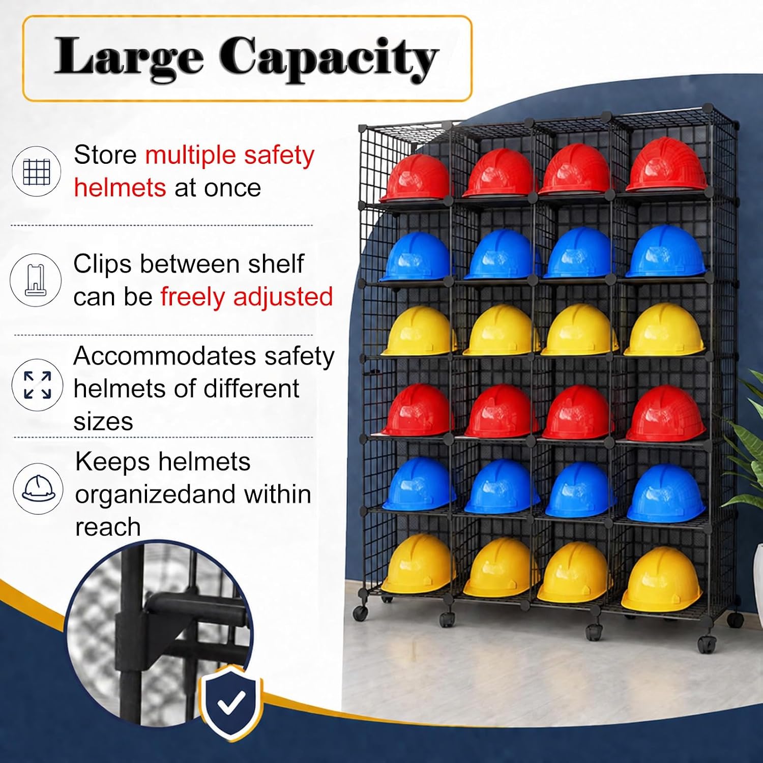 Movable Helmet Rack with 4 Wheels - Veal STO Design, Portable Storage Solution for Helmets, Sports Gear Organizer, Heavy-Duty Rolling Rack for Easy Access and Mobility image 5