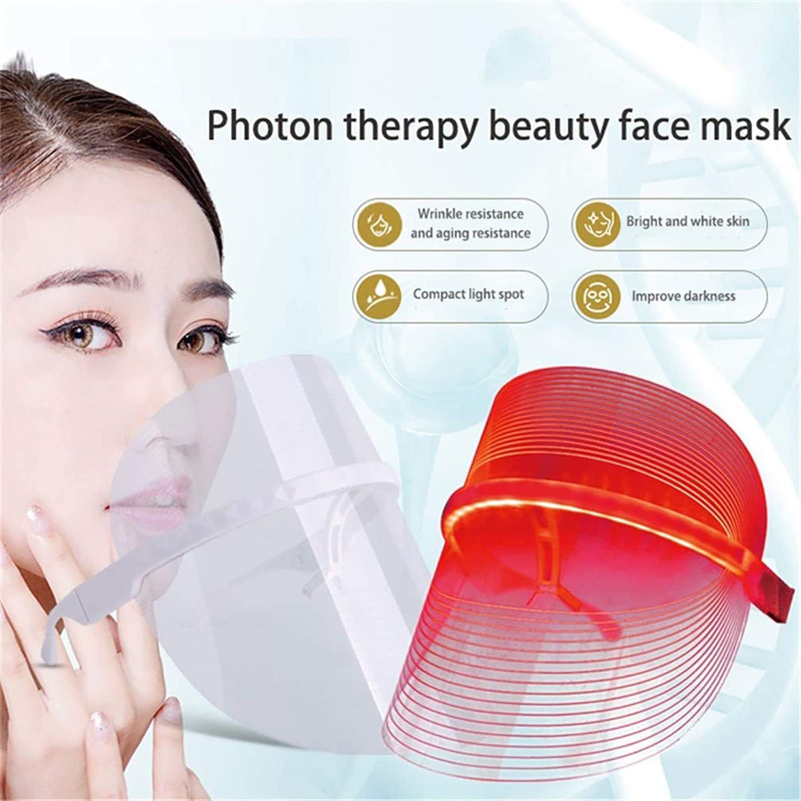 Maschera Facciale di Bellezza A Fotoni, Maschera Facciale A LED, 3 Colori, Maschera LED Viso Professionale Bellezza Viso, Rimozione Rughe, Sbiancamento Viso