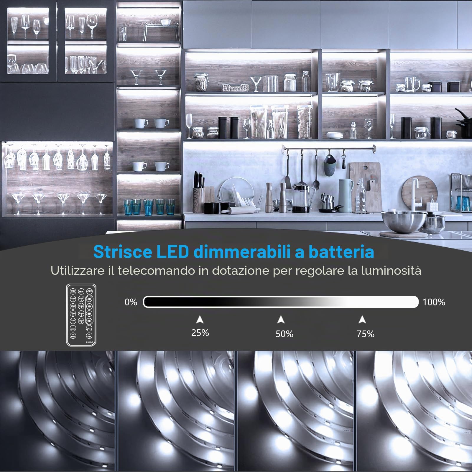 DBFAIRY Striscia LED a batteria, 5 m, 150 LED con batteria, impermeabile, con telecomando, timer per camera da letto, decorazione della casa (bianco)