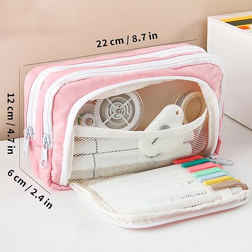 Miniatura 7 de Estuche para lápices, organizador de almacenamiento de papelería para escritorio, suministros de oficina, color rosa