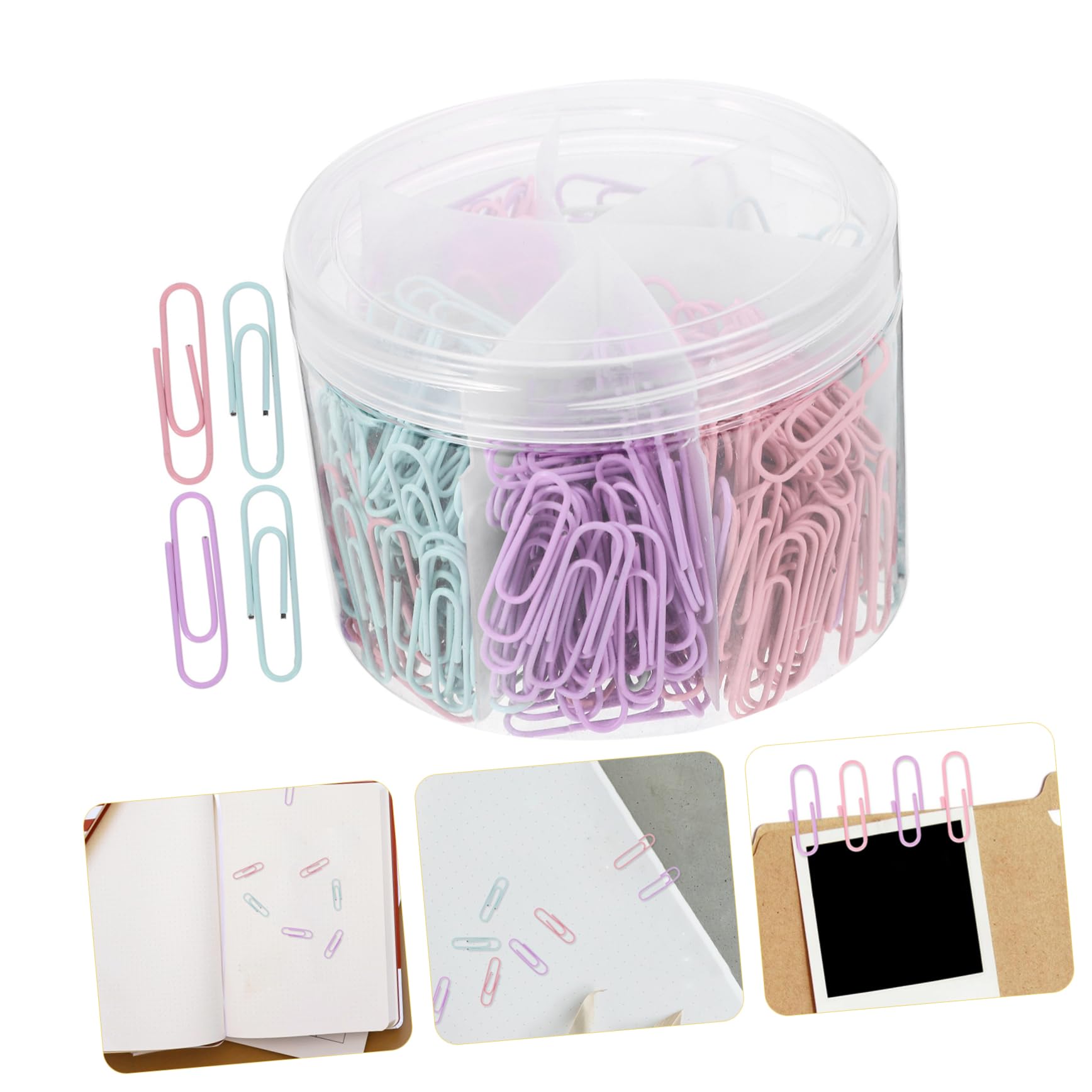Operitacx 5 Set Graziose Graffette Clip Pinze Di Carta Porta Graffette Da Scrivania Ufficio Graffette Fermagli Di Carta Graffette Viola Grandi Graffette Mini Graffette Metallo 540 Pezzi * 5