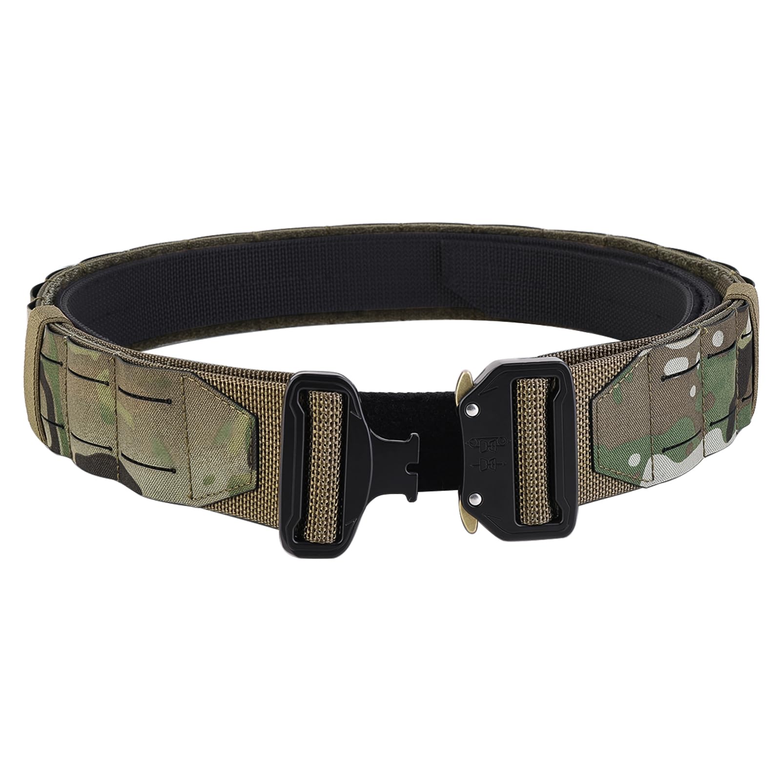 KRYDEX GEAR Cinturón Táctico MOLLE de 2 pulgadas con Correa de Liberación Rápida Cinturón Militar Cinturón Resistente para Airsoft, Caza, Deportes al Aire Libre