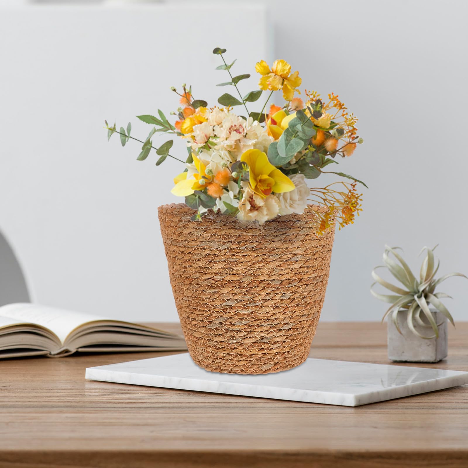 2 Stück Seegras Pflanzgefäße Geflochtene Übertopf Körbe Natürlich Vielseitig Für Zimmerpflanzen Wohnzimmer Geschenkideen