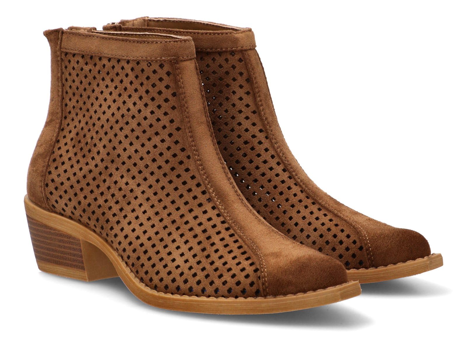 Etika Botines Calados de Entretiempo para Mujer, Diseño Casual de Caña Corta con Cremallera y Tacón Medio de 5cm, 31129