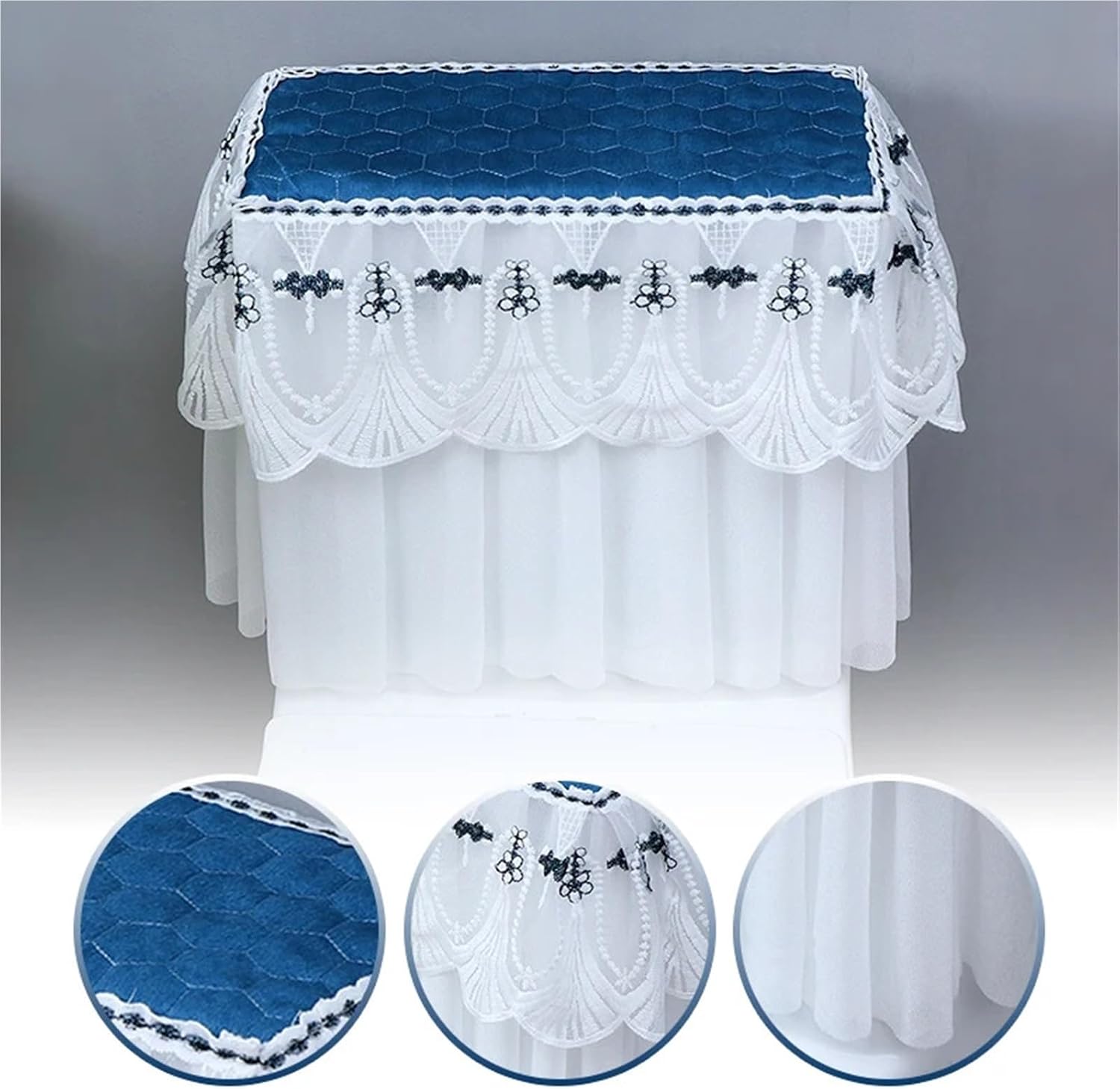 4pcs Universal Toilet Tank Cover Dirt Resistant Non Slip Dustproof Pad Lace Cover Detachable Toilets Cover Clothes Home Decoration(White)
