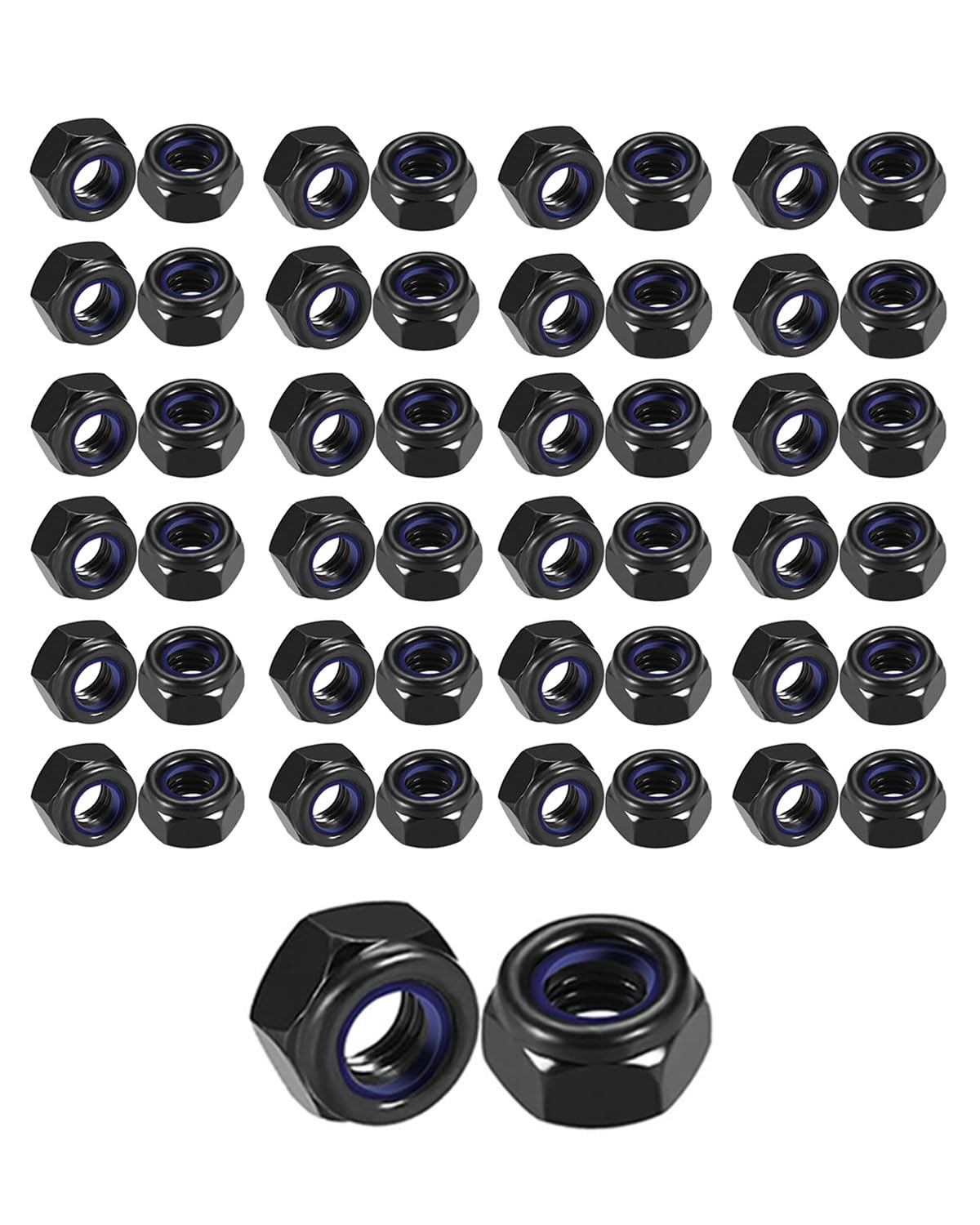Lot de 50 écrous hexagonaux M5 noirs - Écrous autobloquants M5 - écrous de blocage, écrou en acier inoxydable,écrou d'arrêt,écrous de blocage, pour bâtiments industriels